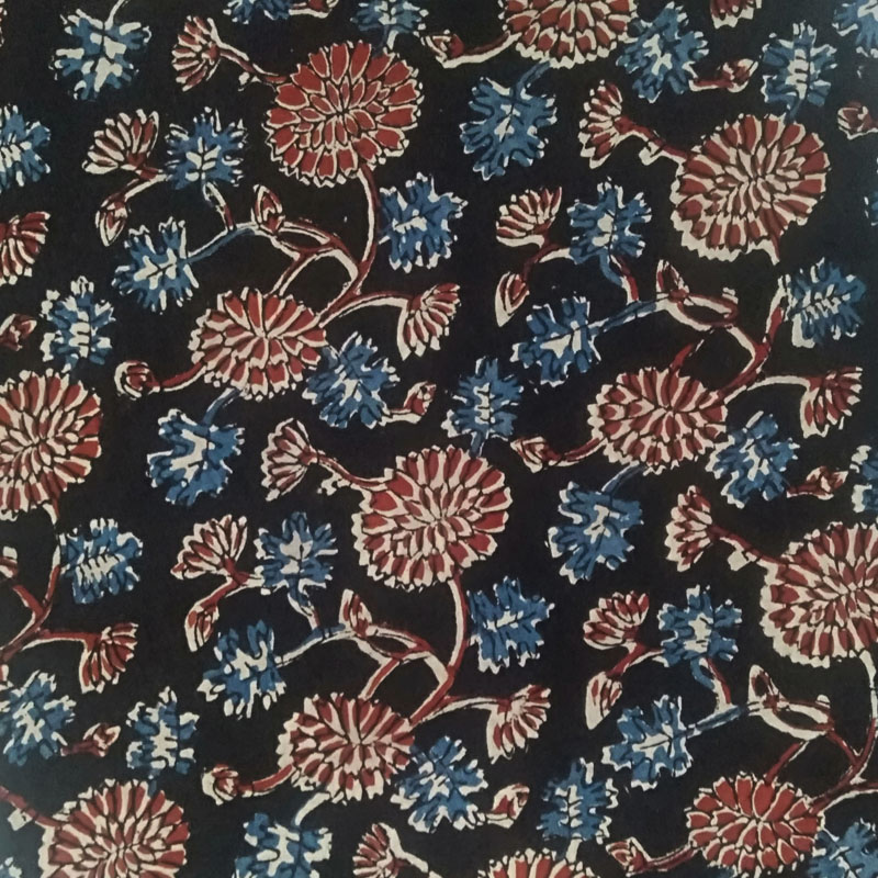 Printed Pure Cotton Fabric Black Floral